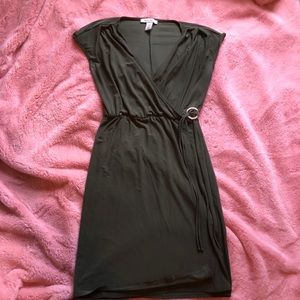 White House Black Market Olive Wrap Dress